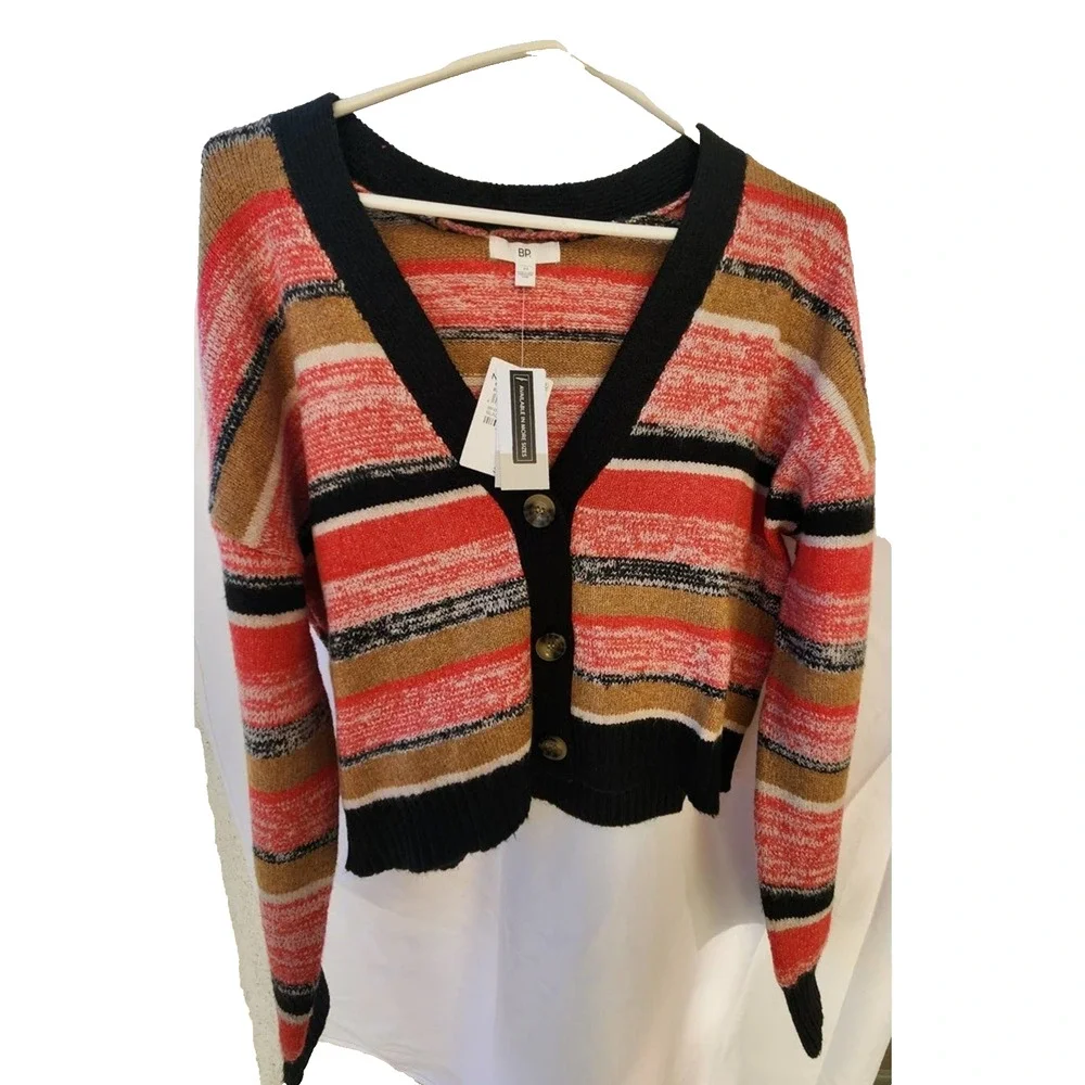BP Striped Sweater NWT • Red & Black Knit • Size M • Cozy Fall Winter Top - Picture 2 of 2